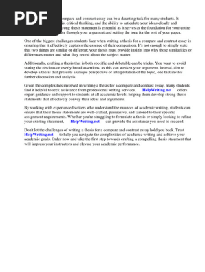 How to Do a Thesis for a Compare and Contrast Essay