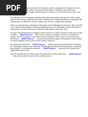 Teaching Thesis Statements 7th Grade