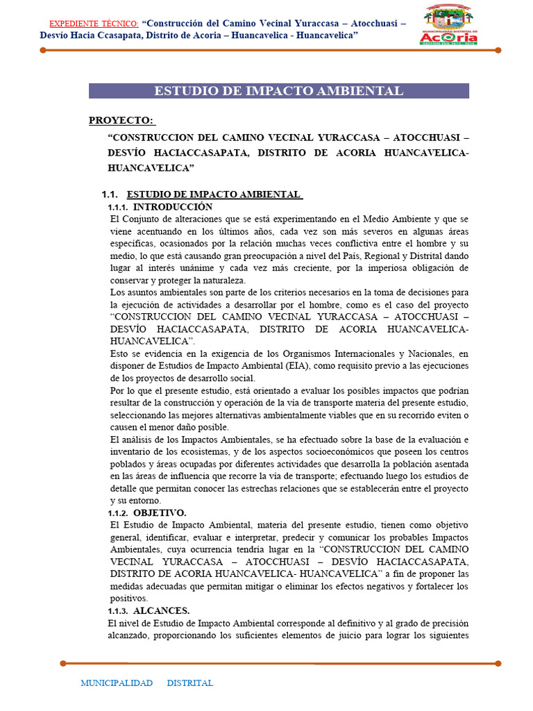 Estudio de Impacto Ambiental Final I Etapa | PDF | Derecho | Ciencia y ...