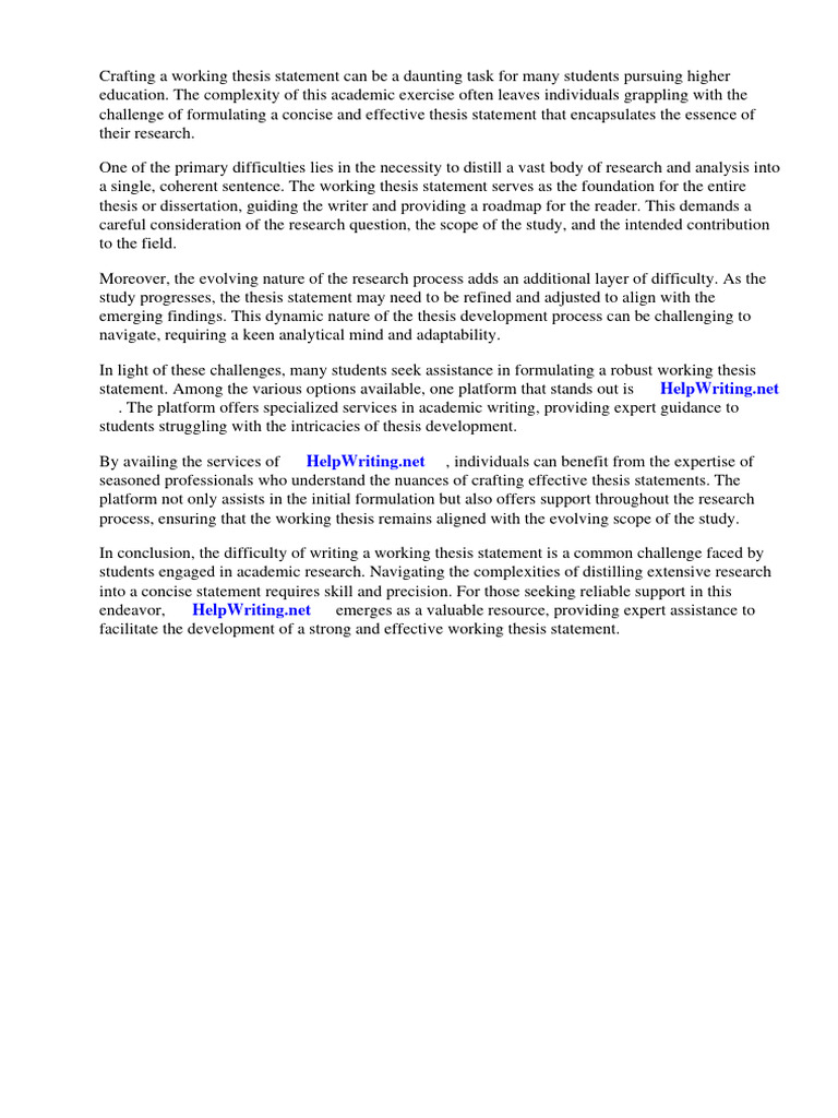 What Is A Working Thesis Statement Example | PDF | Essays | Thesis