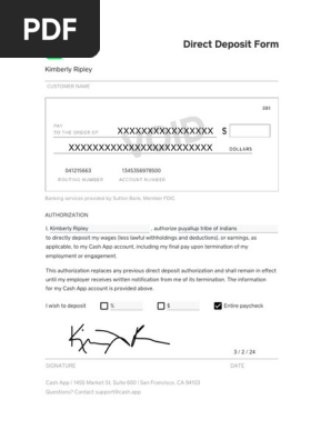 Direct Deposit Form 