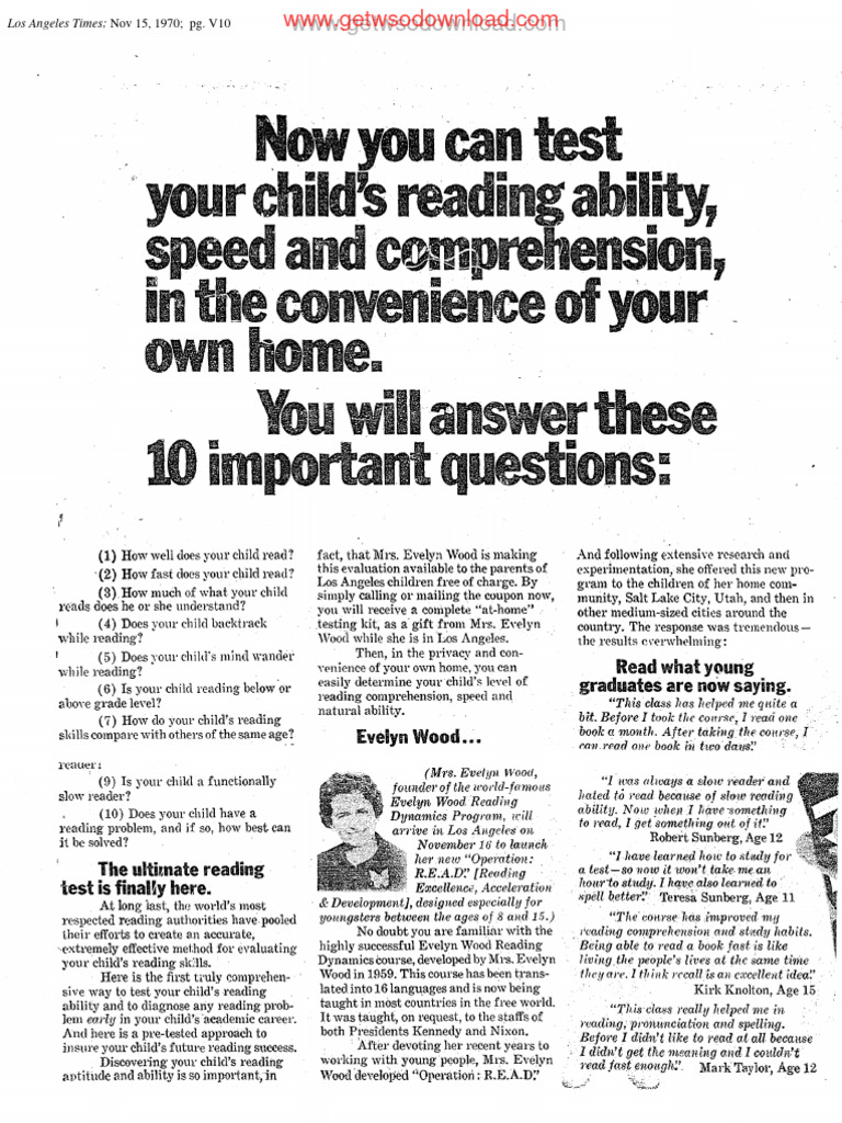 Convenience-Now You Can Test Your Childs Reading Ability | PDF ...