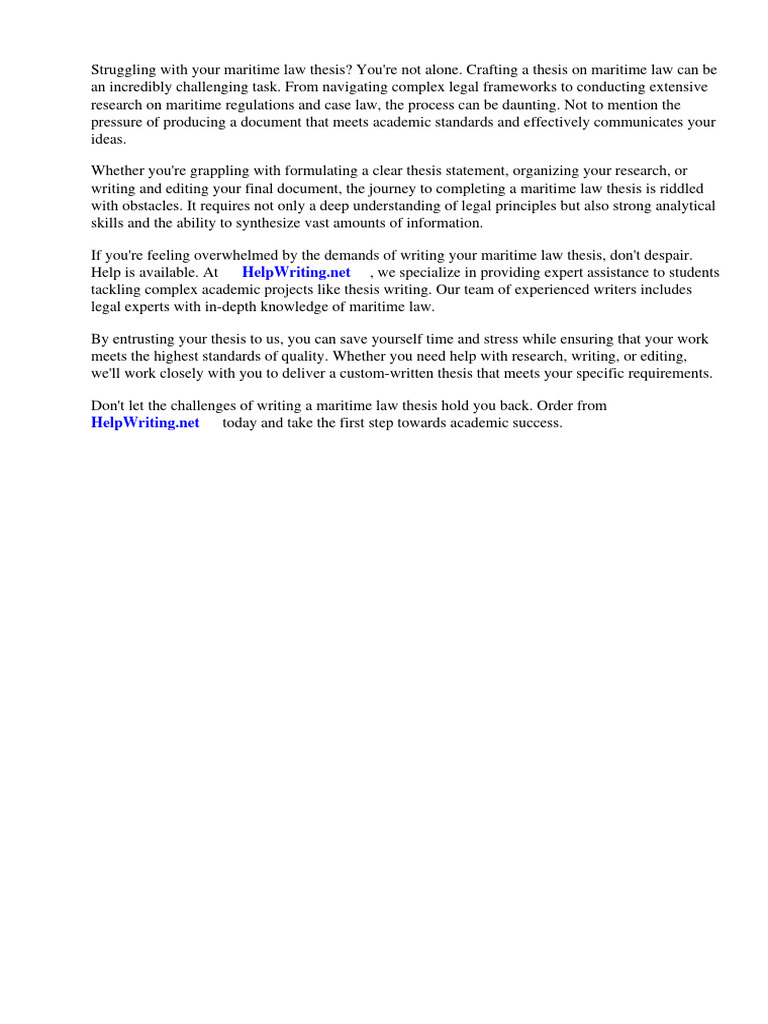 Thesis Maritime Law PDF Admiralty Law Cargo