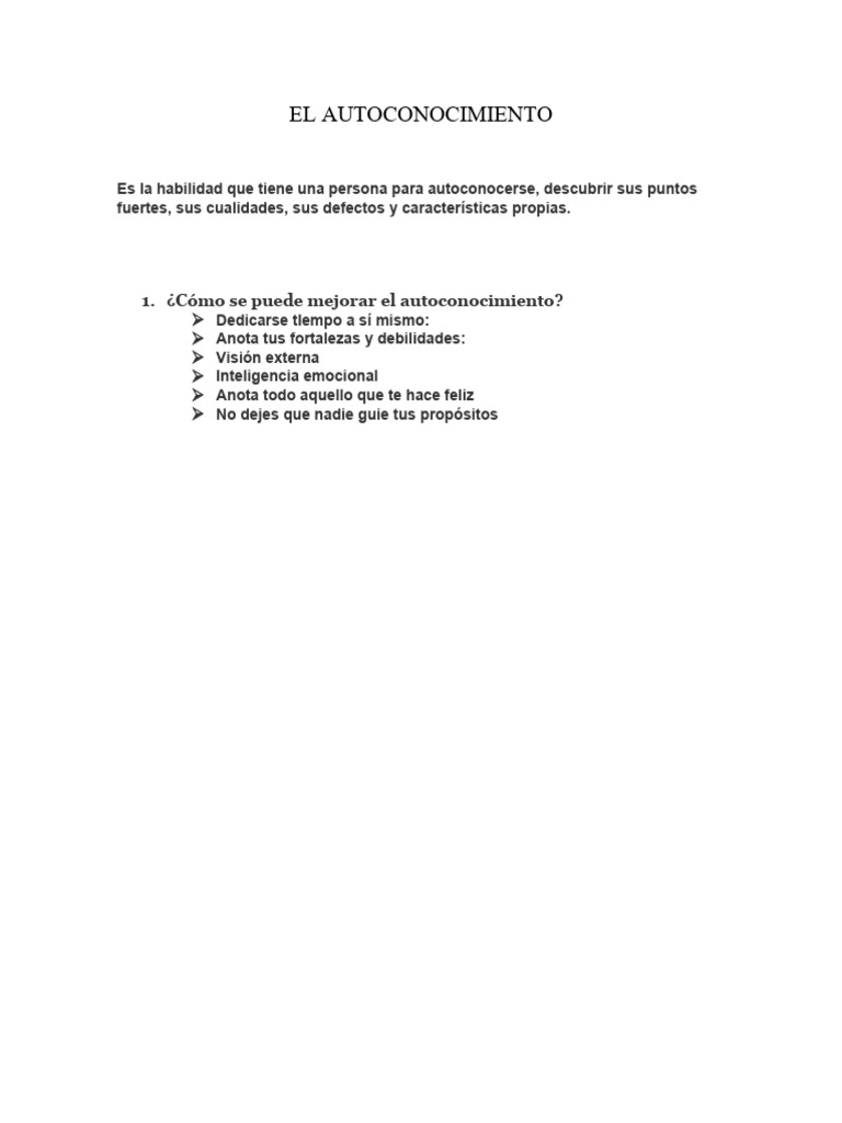 Mejora tu Autoconocimiento Personal | PDF | Relaciones personales ...