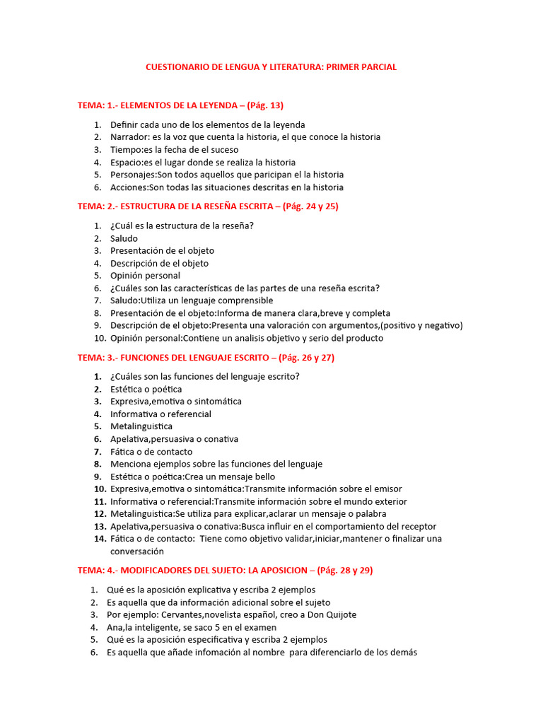 Cuestionario Lengua y Literatura 10 2023 | PDF | Comunicación humana ...
