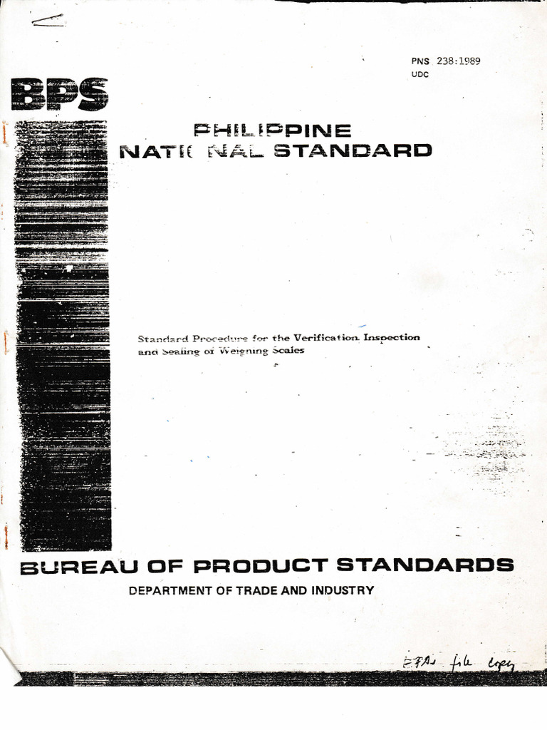 Industrial Scales Inspection Standard 1989 | PDF