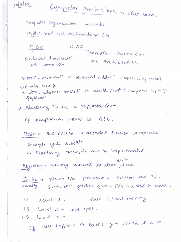 Computer Architecture Notes | PDF | Computer Data Storage | Computer ...