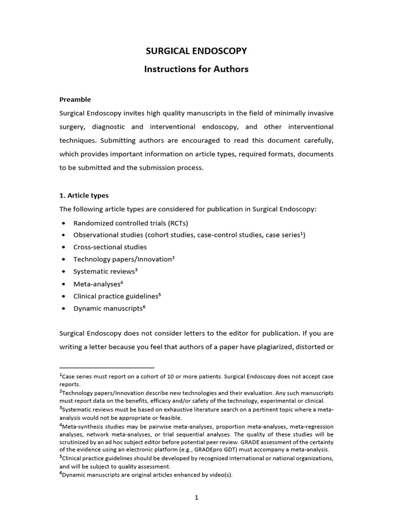 464 Surgical Endoscopy Submission Guidelines 082023 Download Free