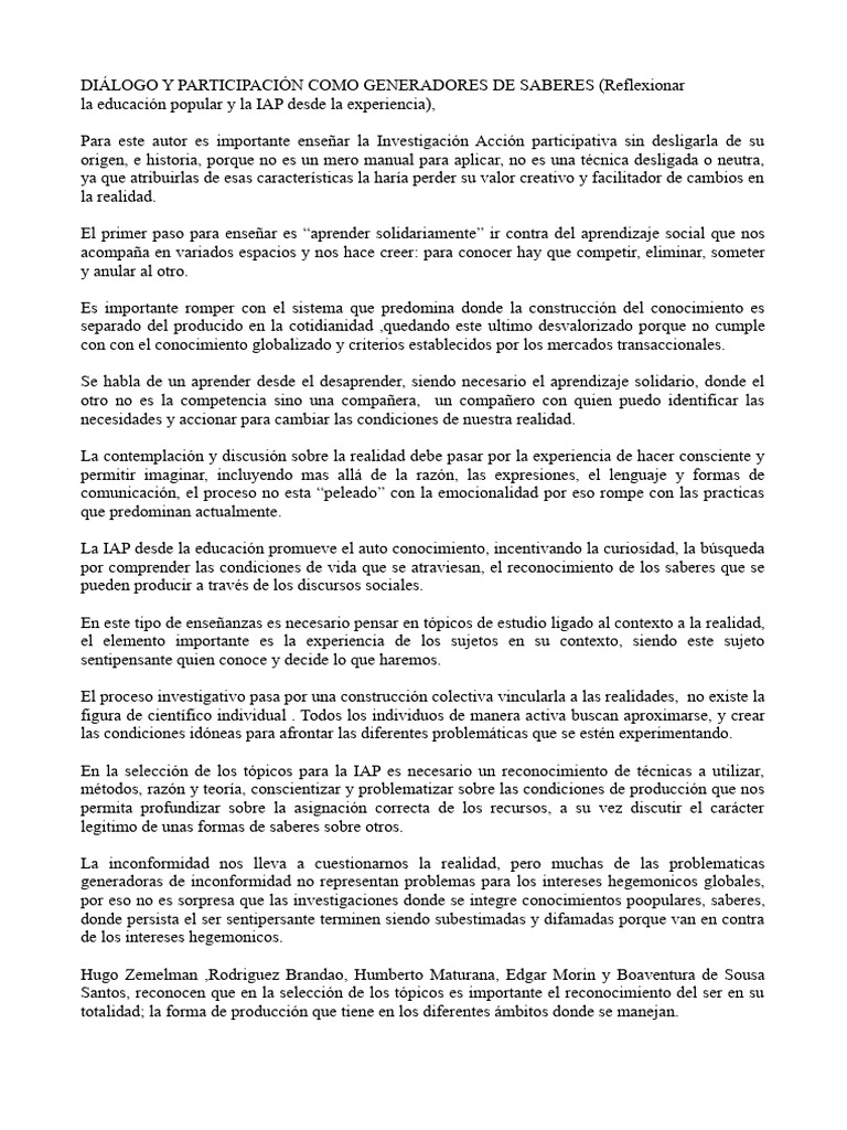 IAP: Aprendizaje Solidario y Cambio Social | PDF | Conocimiento ...