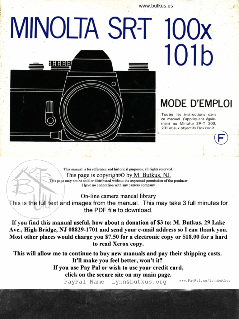 Lot de MINOLTA SRT101 n°1855112 avec cinq objectifs : Objectif MINOLTA