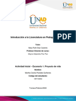 Formato 1 Proyecto de Vida - Actividad Inicial Escenario 1 - Martha Paredes