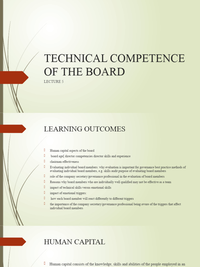 Chapter 5 - Technical Competence of The Board | PDF