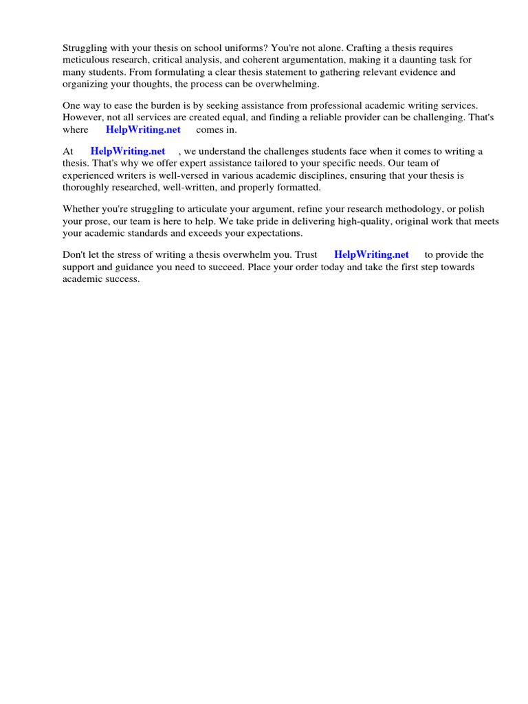 Thesis School Uniforms PDF Long Term Potentiation Chemical Synapse