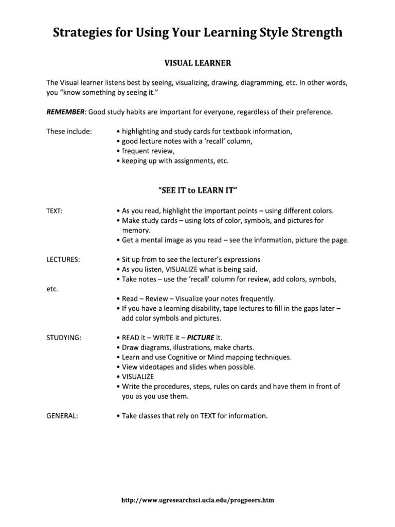 LPS - Strategies For Using Your Learning Style Strength | PDF