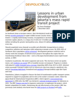 Lessons in Urban Development From Jakartas Mass Rapid Transit Project