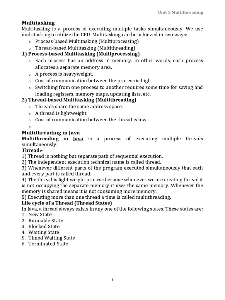 Java Multithreading Concepts Explained | PDF | Process (Computing ...