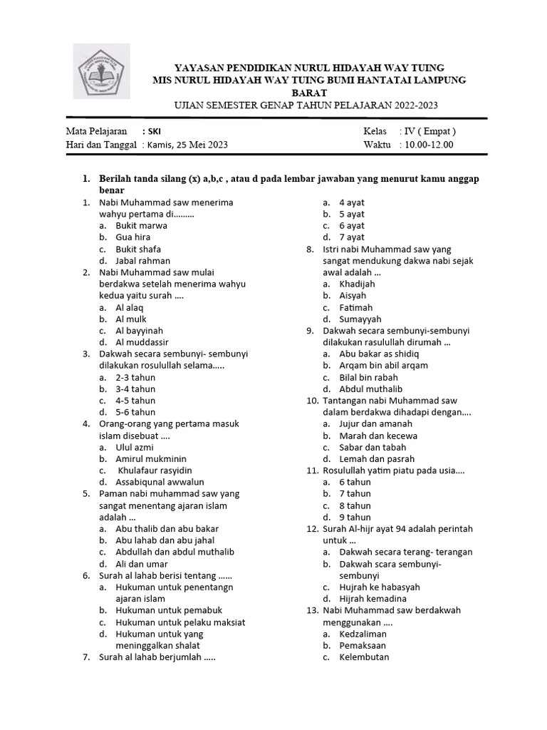 Menguasai Sejarah Kebudayaan Islam (SKI) Kelas 4 Semester 2: Panduan Lengkap Mengunduh Soal Latihan Menguasai Sejarah Kebudayaan Islam (SKI) Kelas 4 Semester 2: Panduan Lengkap Mengunduh Soal Latihan