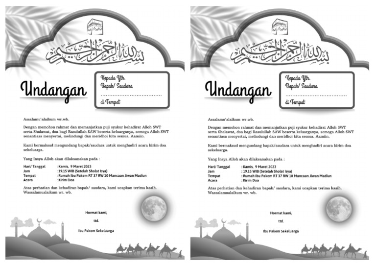 Undangan Selametan Di Desa | PDF
