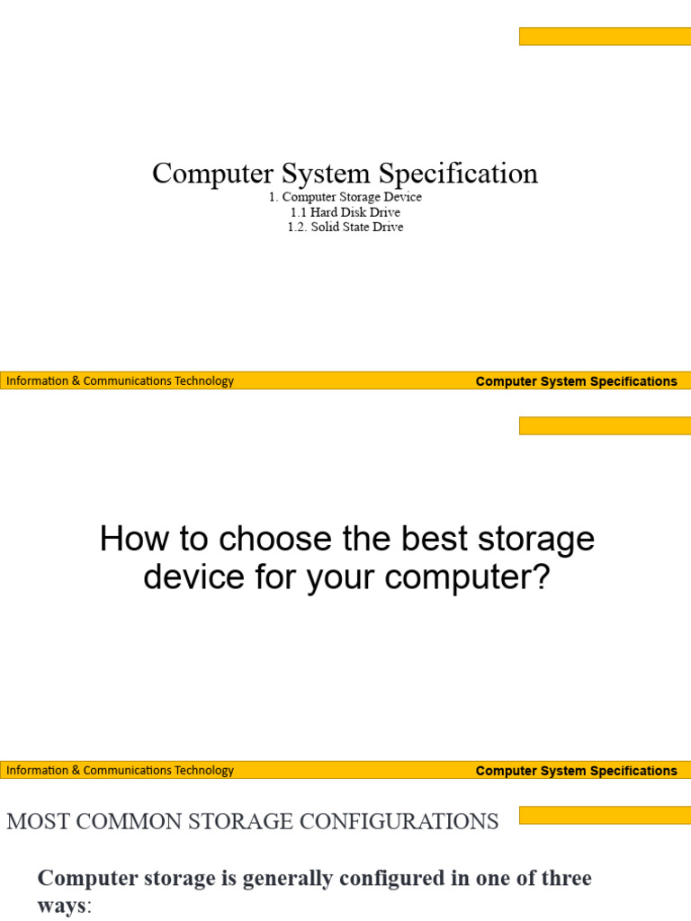 Grade 9 Lesson 3 System Specifications Part 4 Hard Disk Drive Students PDF Solid State Drive