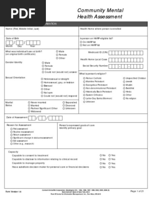 Community Mental Health Assessment Template