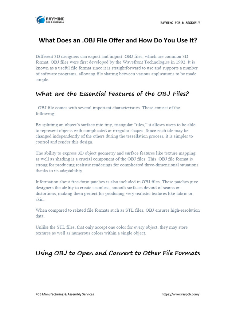 What Does An .OBJ File Offer and How Do You Use It | PDF | 3 D Computer ...
