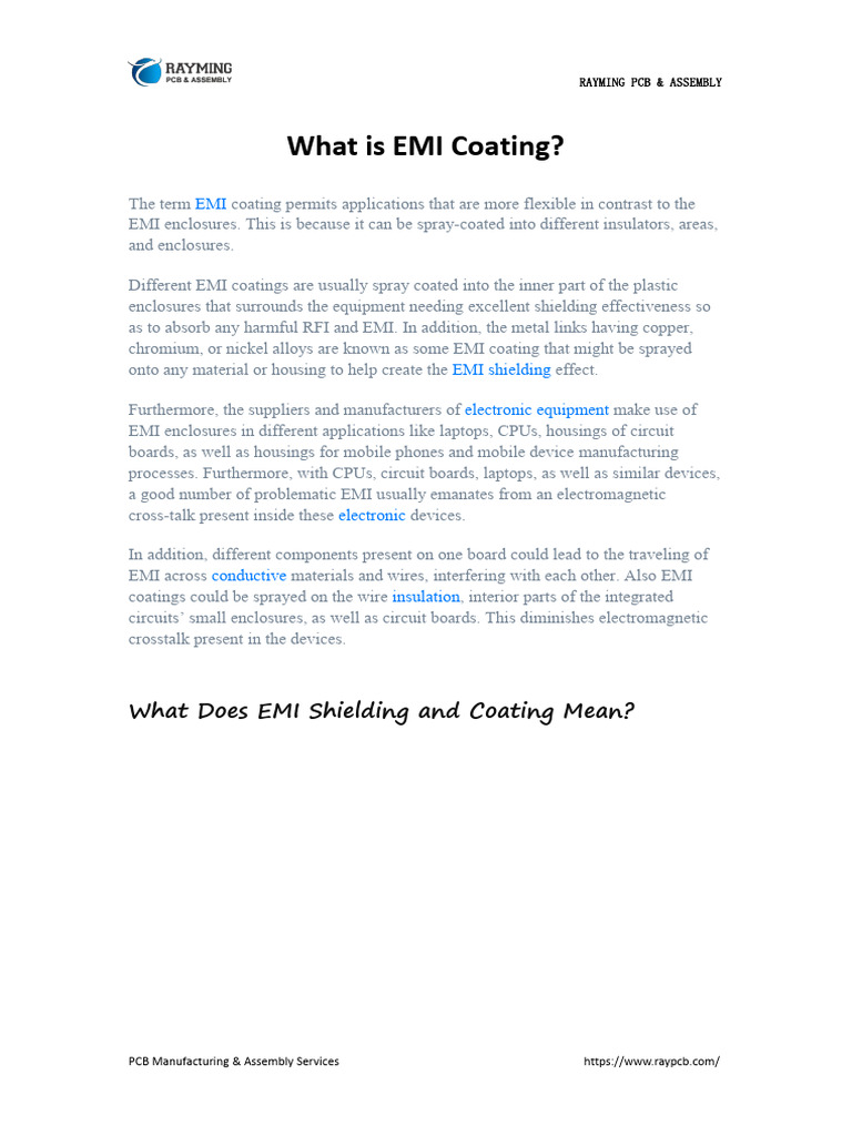 What Is EMI Coating | PDF | Electromagnetic Interference | Printed ...