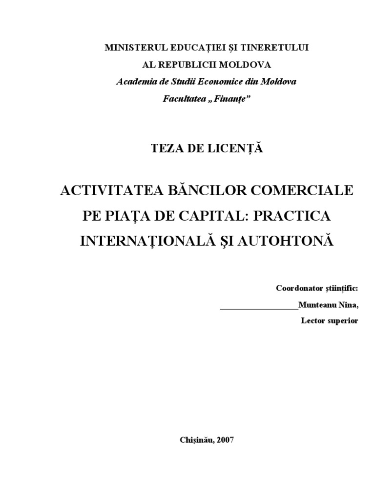 Tea Bancilor Comerciale Pe Piata de Capital PDF