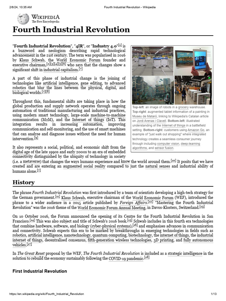 Fourth Industrial Revolution Wikipedia Pdf Internet Of Things