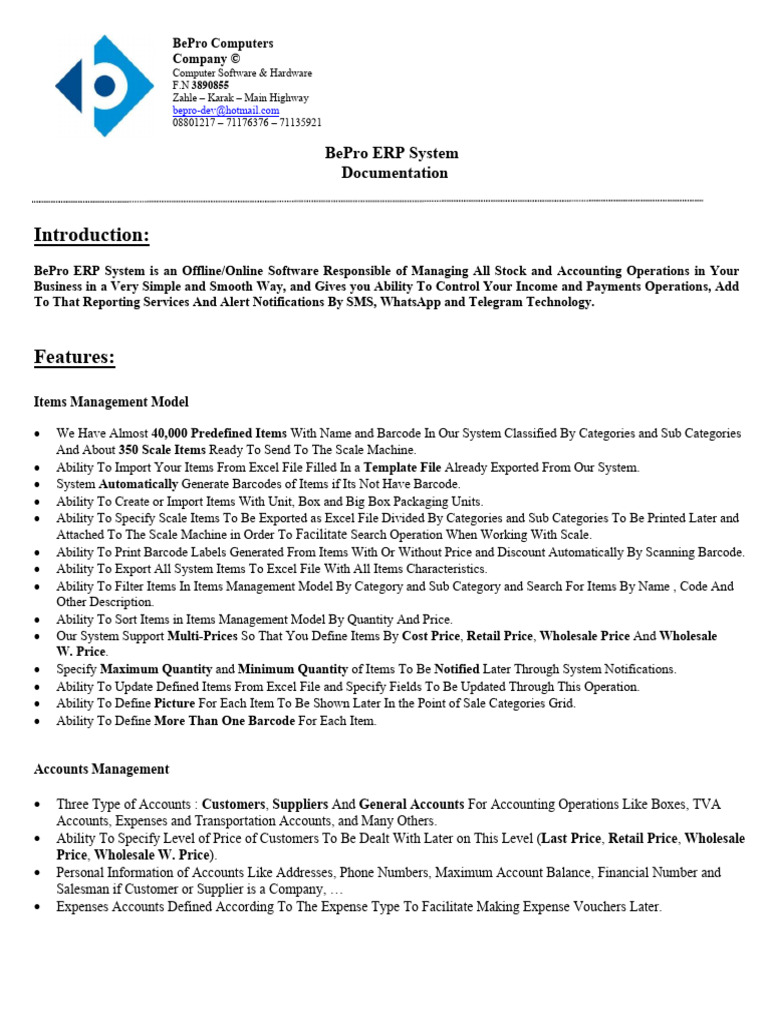 Bepro erp system documentation pdf invoice voucher