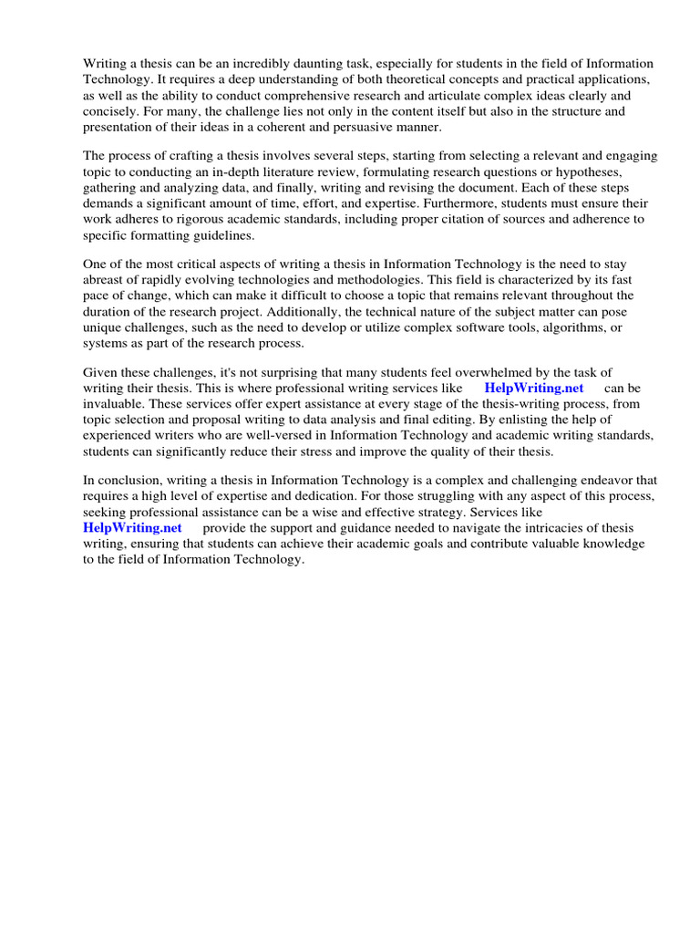 Thesis Statement Examples For Information Technology Download Free