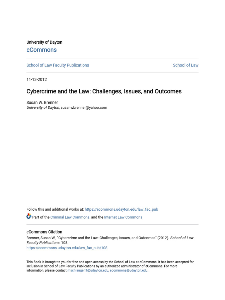 Cybercrime and The Law - Challenges Issues and Outcomes | PDF ...