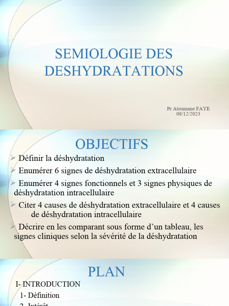 Signes de déshydratation intracellulaire et extracellulaire PDF — free download