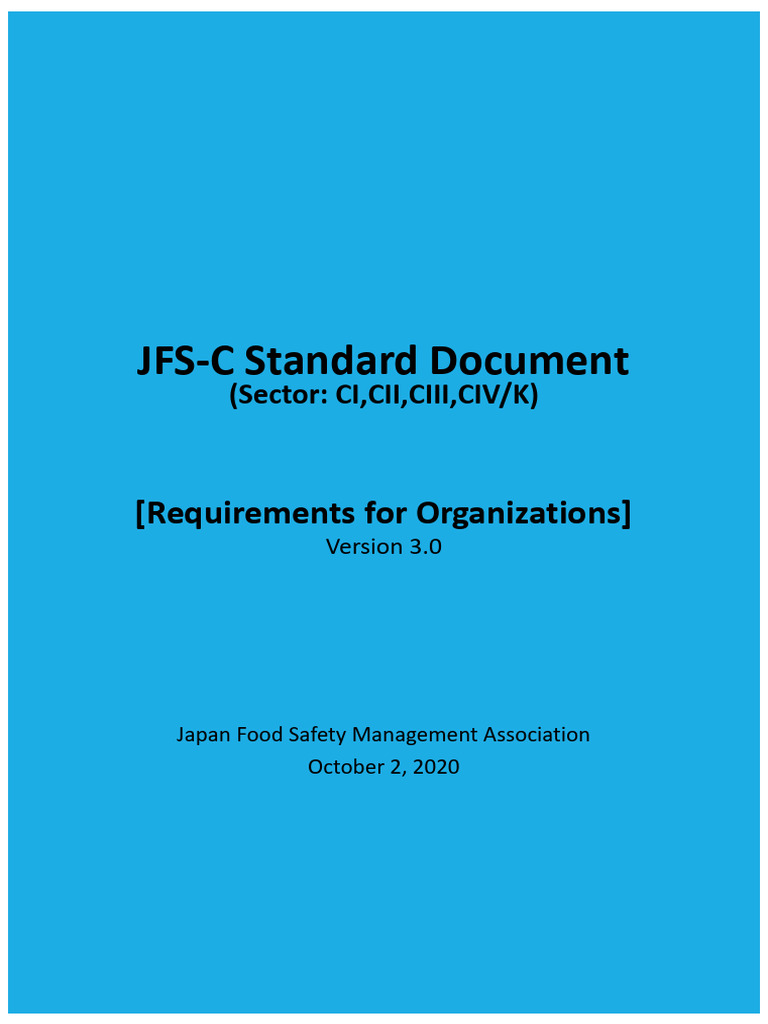 JFS-C Standard for Food Safety Management | PDF | Food Safety | Hazard ...