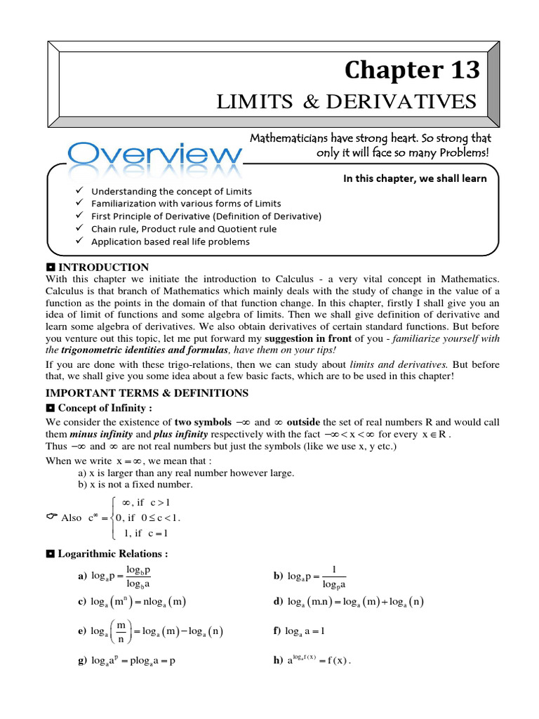 13.limits 0 Derivatives | PDF | Limit (Mathematics) | Derivative