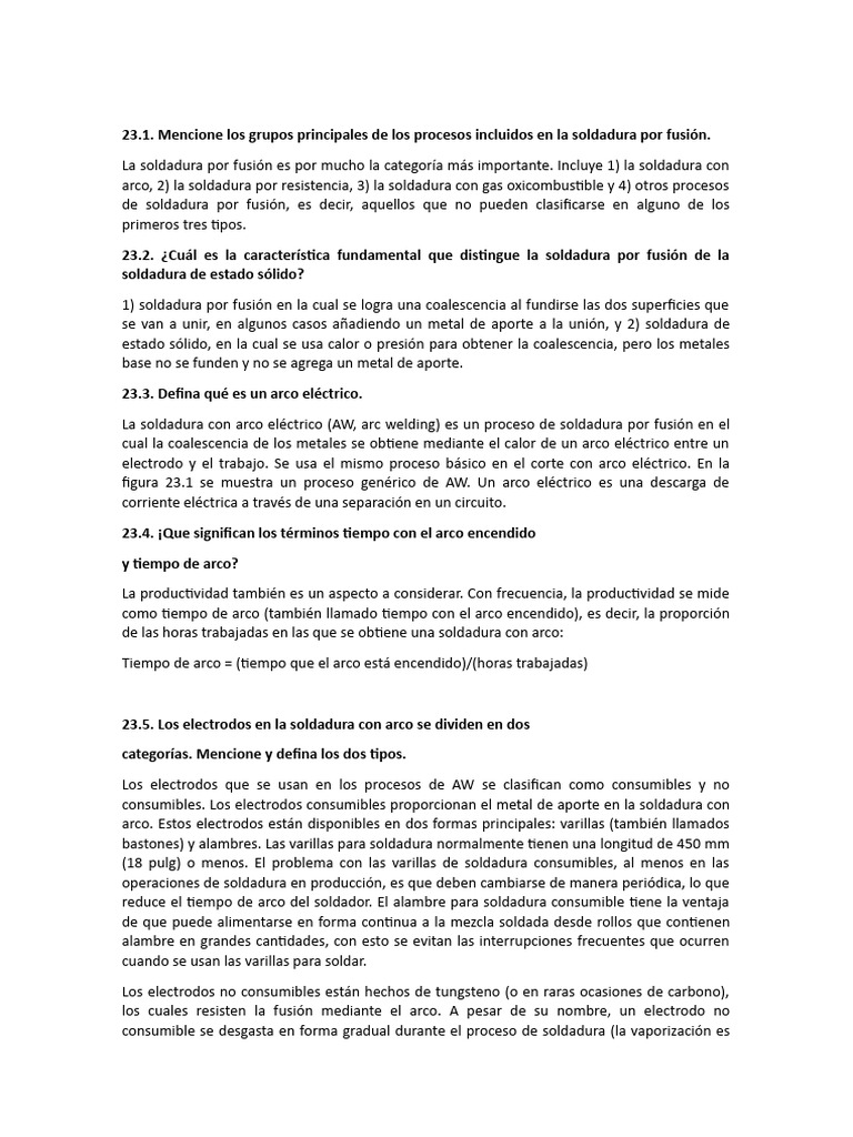 Preguntas de Repaso Cap 23 | PDF | Construcción | Soldadura