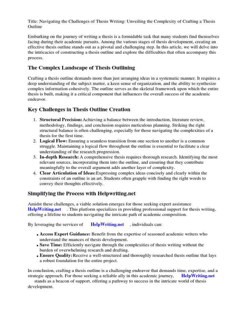 How Does A Thesis Outline Look Like | PDF | Thesis | Essays