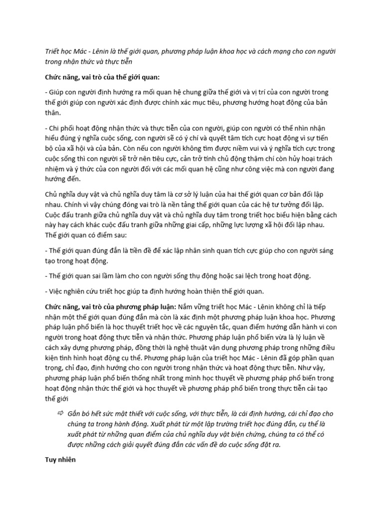 vai trò, chức năng của thế giới quan | PDF