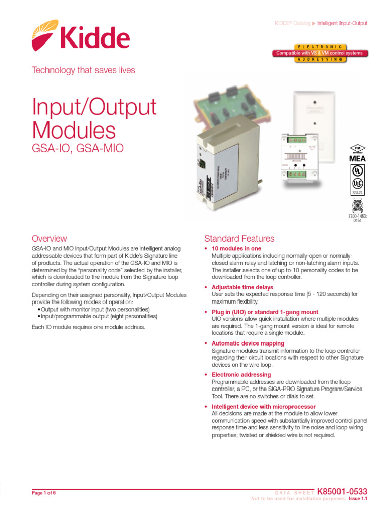 K85001-0533 - Input-Output Modules | PDF | Relay | Switch