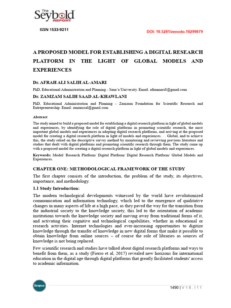 A Proposed Model For Establishing A Digital Research Platform in The ...