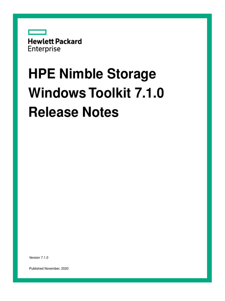 Pubs HPE Nimble Storage Windows Toolkit Release Notes NWT 7 1 0 PDF