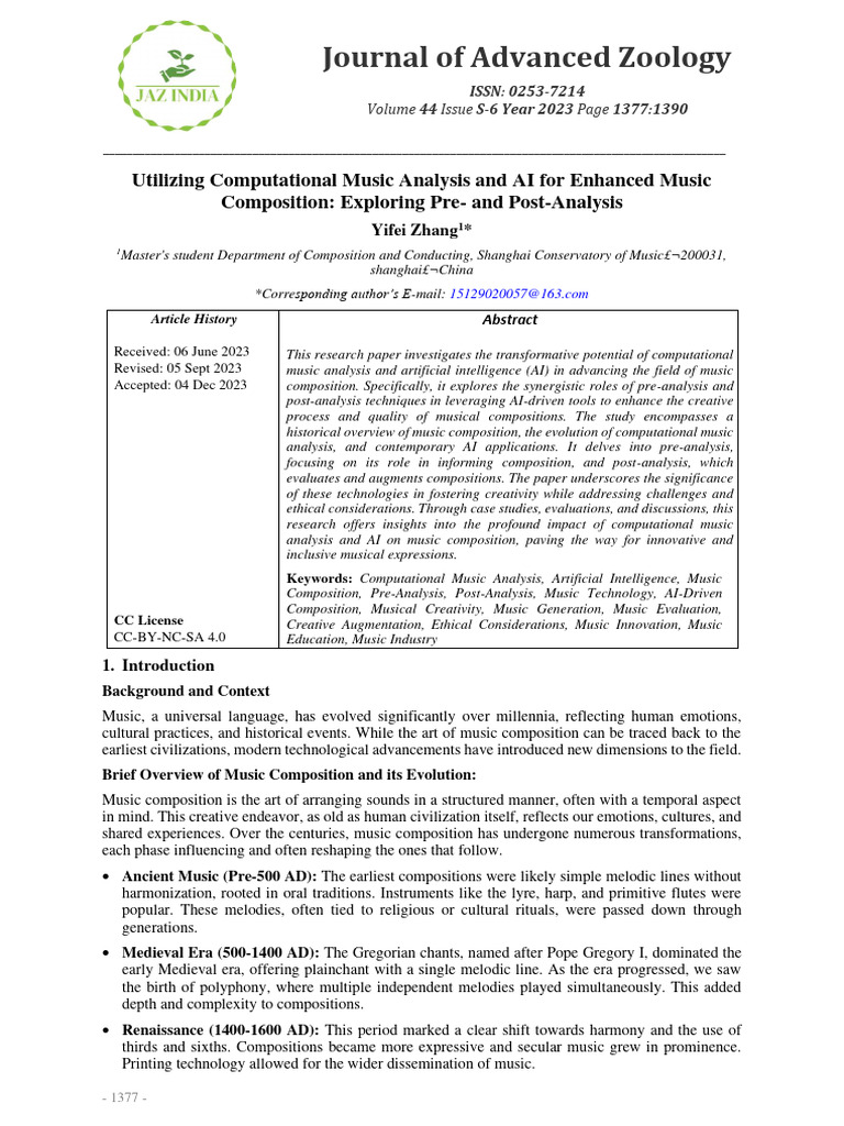 Utilizing Computational Music Analysis and AI For | PDF | Artificial