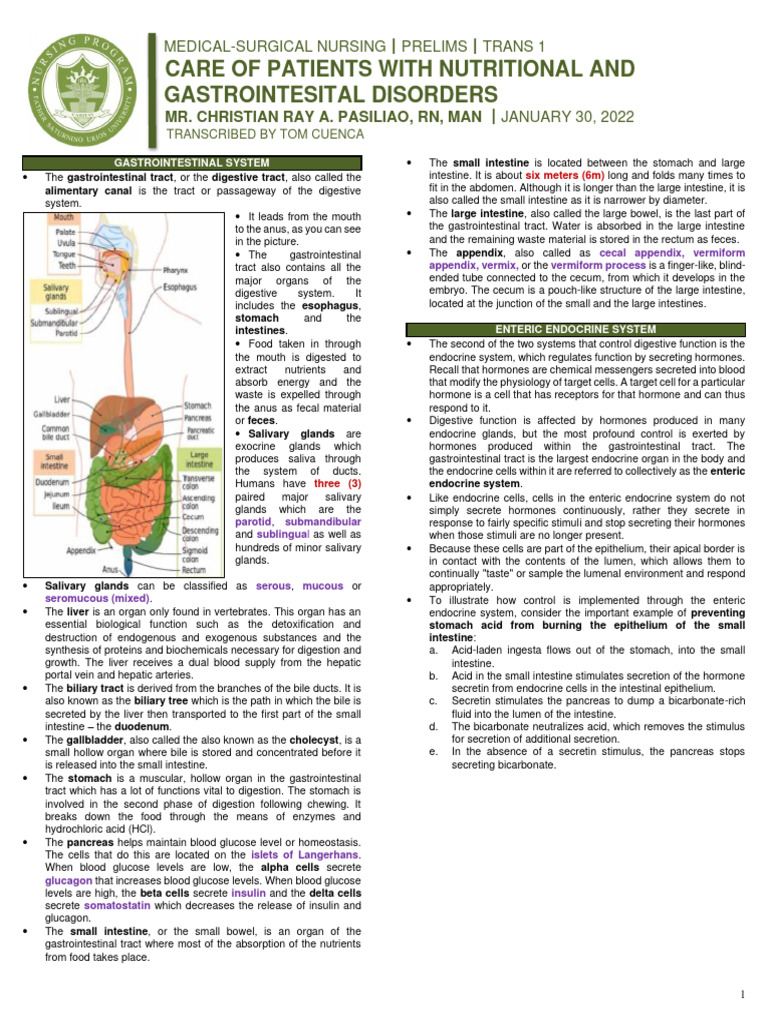 (MS) Trans 1 - Digestive Disorders, Intestinal Motility Disorders, and ...