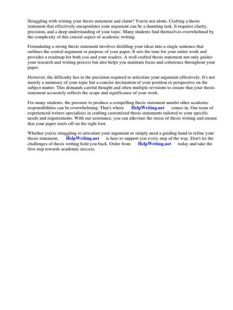 Thesis Statement and Claim | PDF | Essays | Thesis