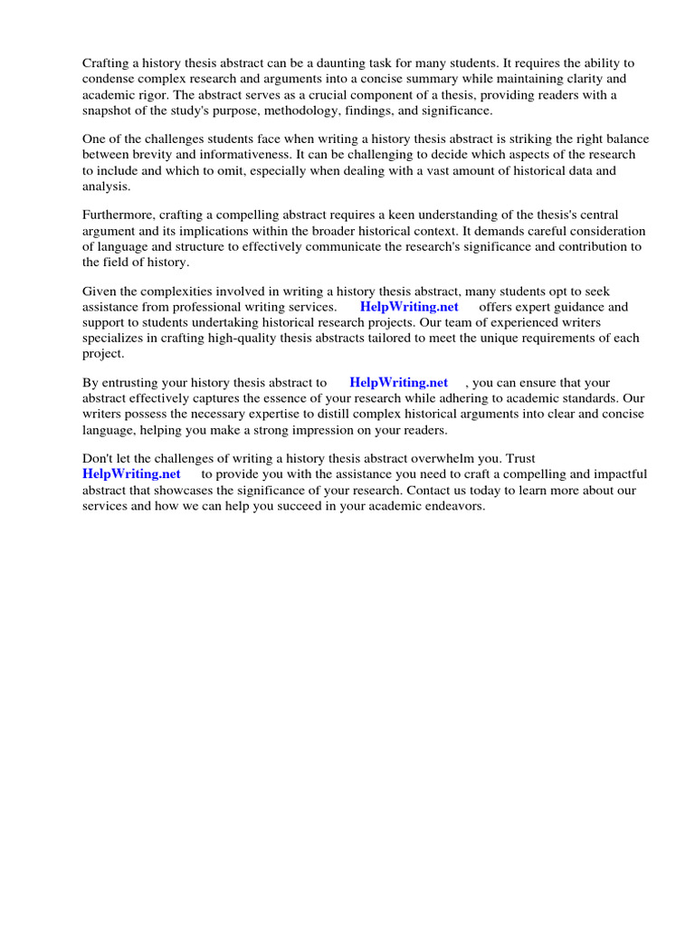 How To Write A History Thesis Abstract | PDF | Thesis | Abstract (Summary)