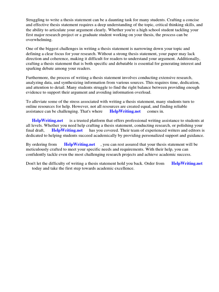 How To Write A Thesis Statement Worksheets | PDF | Essays | Thesis