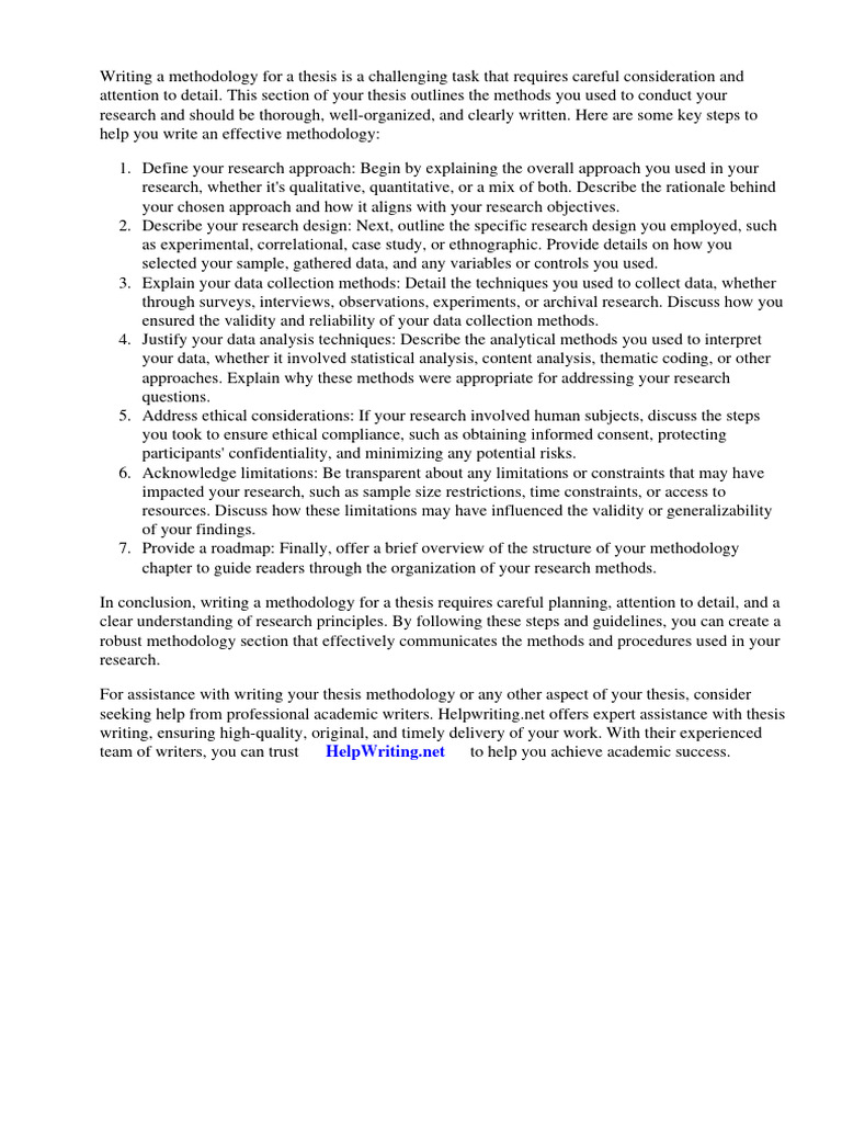 How To Write A Methodology For Thesis | PDF | Methodology | Survey ...
