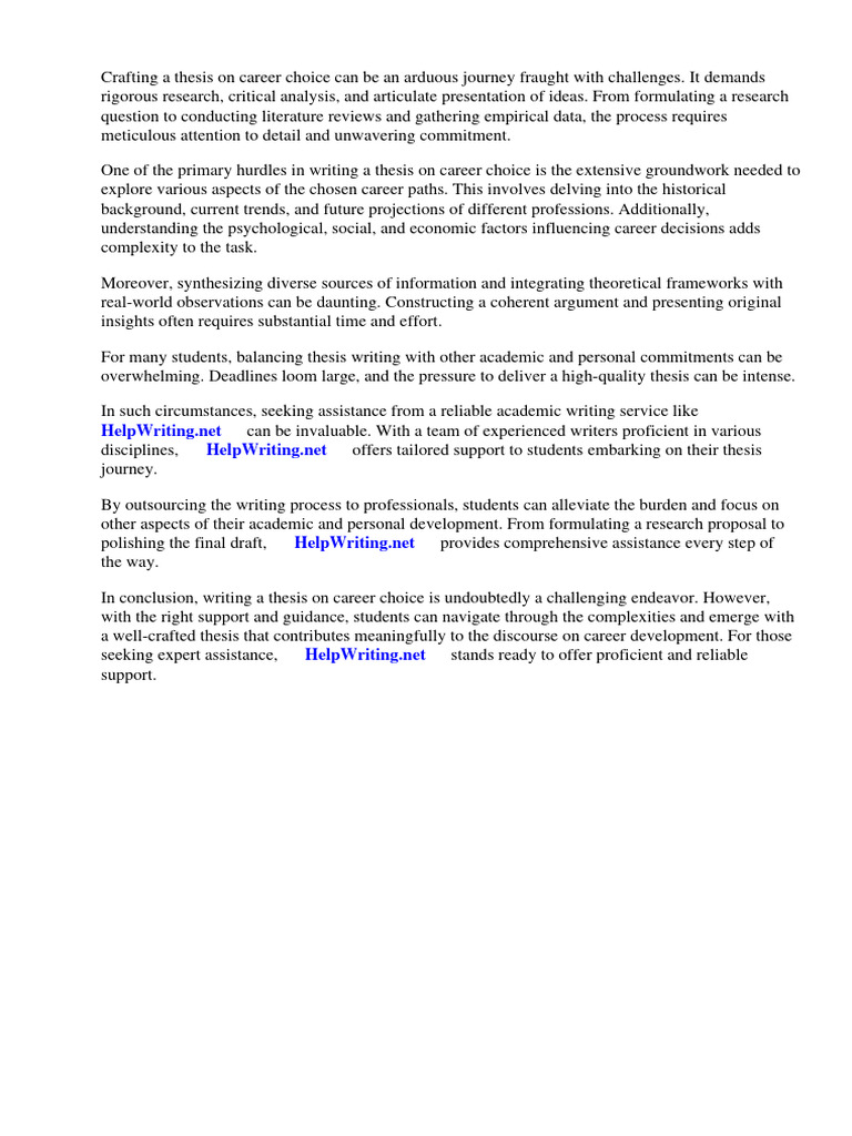 Thesis Career Choice | PDF