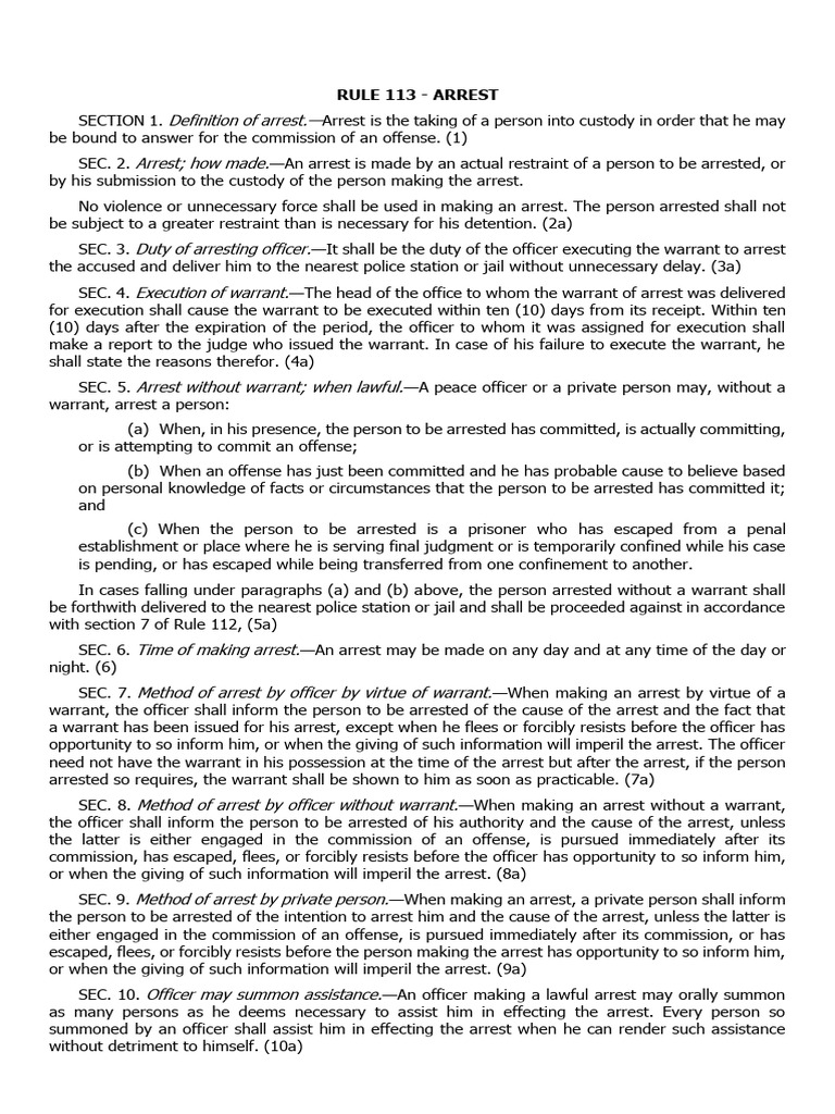Arrest Procedures Explained | PDF | Arrest | Arrest Warrant