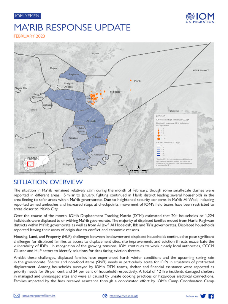 February 2023 Displacement Update: Ma’rib | PDF | Wash | Internally ...