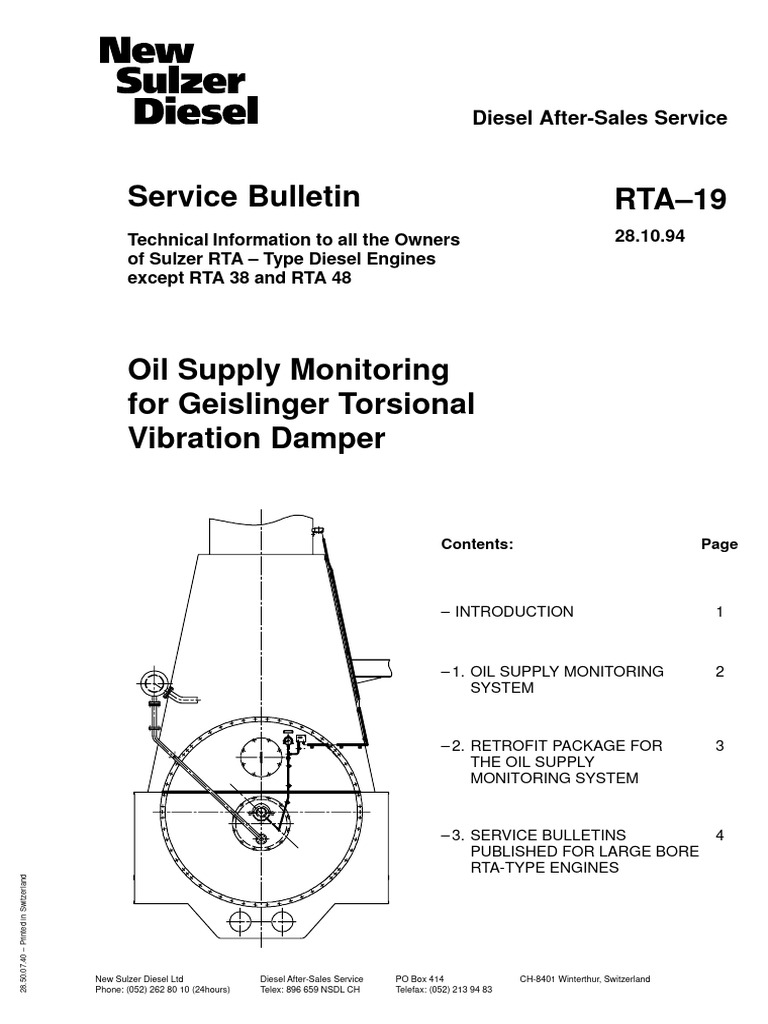 RTA19 Oil Supply Monitoring For Geislinger Torsional Vibration